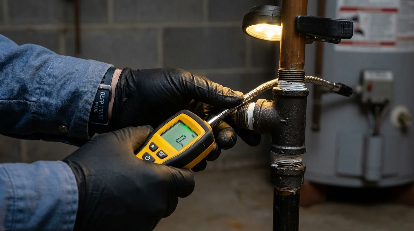 Gas leak detection with electronic sniffer by Johns Plumbing LLC in Bothell